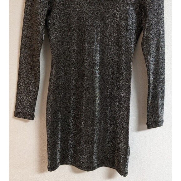 Women's DIVIDED H & M Black/Silver Metallic Scoop Back Holiday/Party Dress 8 - Picture 3 of 8